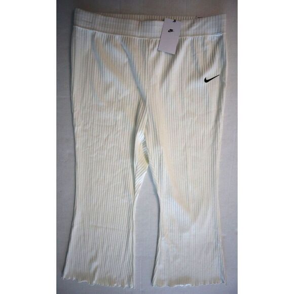 Nike Sportswear FB3210-133 Women Sz 1X White High-Waisted Ribbed Jersey Pants - Picture 6 of 12